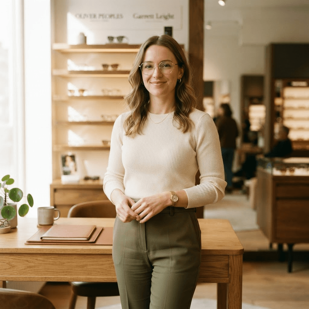 Sarah, office coordinator at Glance Glasses